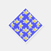 Blaues und gelbes Frangipani-Muster, Serviette (Ecke)