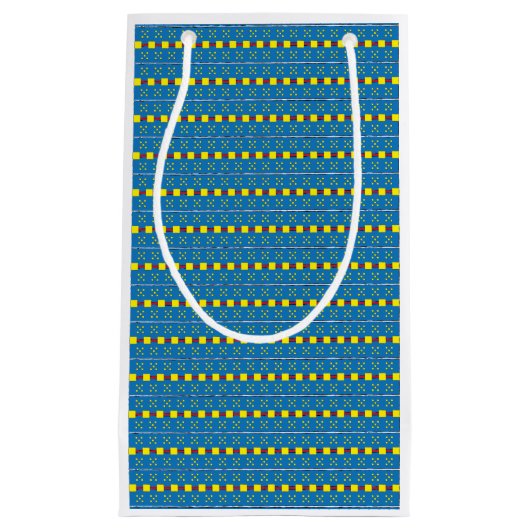 Blaues und gelbes geometrisches Kunstmuster Kleine Geschenktüte (Vorderseite)