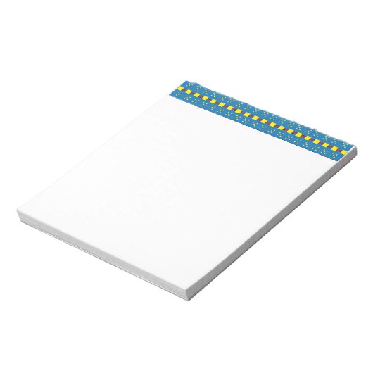 Blaues und gelbes geometrisches Kunstmuster Notizblock (Rotiert)