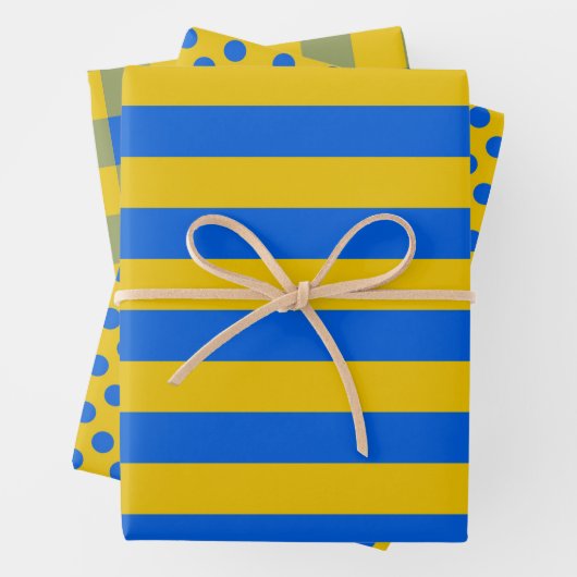 Blaues und gelbes Geschenkpapier, ukrainische Flag Geschenkpapier Set (Beispiel)