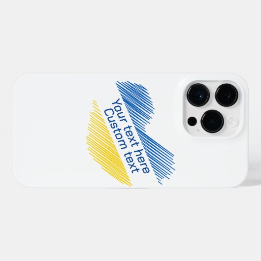 Blaues und gelbes Herz. Eigener Text. Personalisie iPhone Hülle (Rückseite (Horizontal))