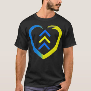 Blaues Und Gelbes Herz T21 Pfeile Nach Unten Syndr T-Shirt
