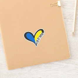 Blaues und gelbes Herz, ukrainische Flaggenfarben Aufkleber