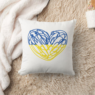 Blaues und gelbes Herz, ukrainische Flaggenfarben Kissen