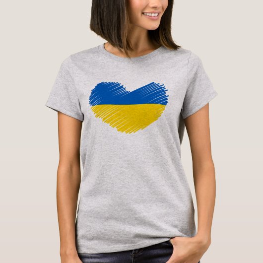 Blaues und gelbes Herz, ukrainische Flaggenfarben T-Shirt (Vorderseite)
