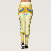 Blaues und gelbes Kreuz-Muster Leggings (Rückseite)