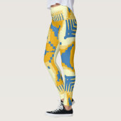 Blaues und gelbes Kreuz-Muster Leggings (Links)