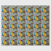 Blaues und gelbes Macaw-Packpapier Geschenkpapier (Flach)