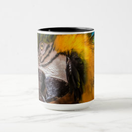 Blaues und gelbes Makaportrait Tasse