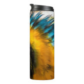 Blaues und gelbes Makaportrait Thermosbecher (Nach rechts gedreht)