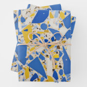 Blaues und gelbes Mosaikdesign Geschenkpapier Set (Beispiel)