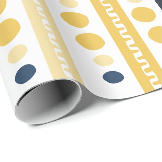 Blaues und gelbes Musterpapier Geschenkpapier (Rolleneckpunkt)