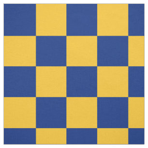 Blaues und gelbes Schachbretmuster Stoff
