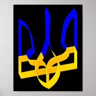 Blaues und gelbes ukrainisches Wappen Gerfalke Tri Poster