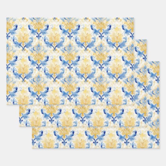 BLAUES UND GELBES WASSERFARBENSPEICHER GESCHENKPAPIER SET (Set)