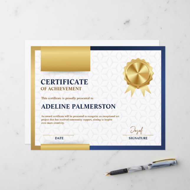 Blaues und Gold - Modernes Erreichungszeugnis (Vorderseite/Rückseite Beispiel)