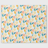 blaues und goldenes Blattpapier Geschenkpapier (Flach)