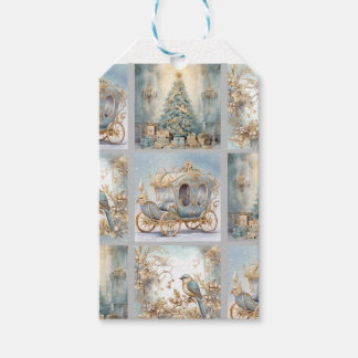Blaues und goldenes Edelwrapping-Papier Geschenkanhänger