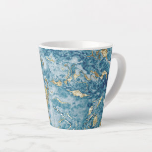 Blaues und goldenes Marmor-Luxus-Abstrakt Milchtasse
