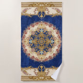 blaues und goldenes Motiv Strandtuch (Vorderseite)