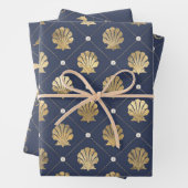 Blaues und goldenes Muster Geschenkpapier Set (Beispiel)