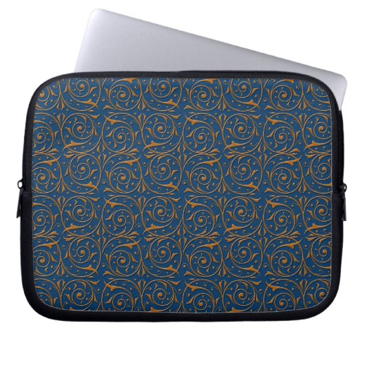 Blaues und goldenes Muster Laptopschutzhülle (Vorderseite)