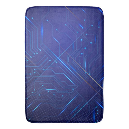 Blaues und goldenes Schaltmuster Badematte (Vorderseite Vertikal)