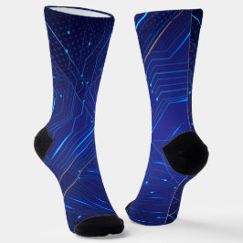 Blaues und goldenes Schaltmuster Socken