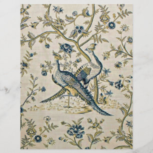 Blaues und goldenes Vintage-Vögel Origamipapier
