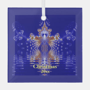 Blaues und goldenes Weihnachtsbaum-Schmuckstück mi Ornament Aus Glas