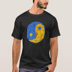 Blaues und goldenes Yin-Yang-Achtsamkeit T-Shirt
