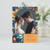 Blaues und goldfarbenes Glas Dankeskarte (Stehend Vorderseite)