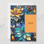 Blaues und goldfarbenes Glas Einladung (Rückseite)