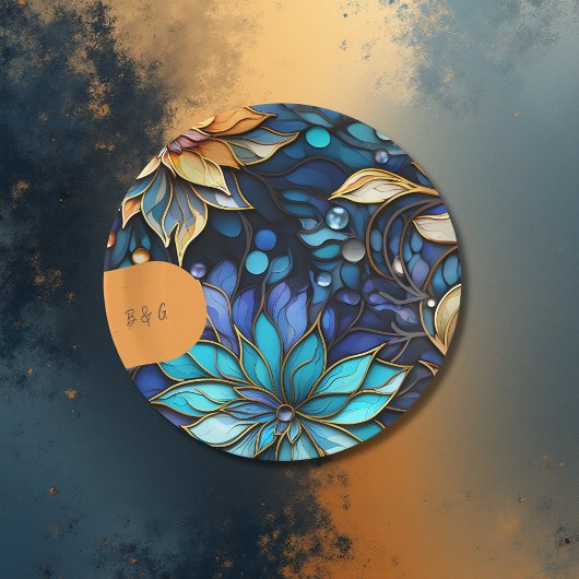 Blaues und goldfarbenes Glas Pappteller