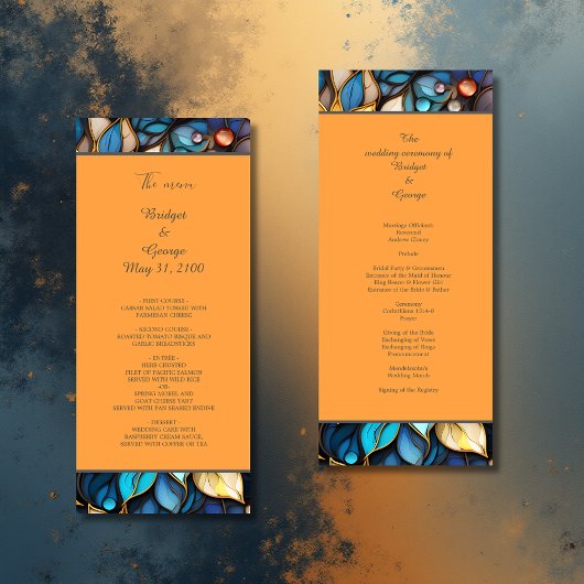 Blaues und goldfarbenes Glas Programm