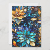 Blaues und goldfarbenes Hartglas Elegantes Brautum Einladung (Rückseite)