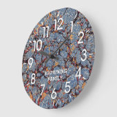 Blaues und goldmarmoriertes Papier mit Namen Große Wanduhr (Winkel)