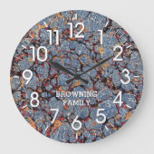 Blaues und goldmarmoriertes Papier mit Namen Große Wanduhr (Vorderseite)