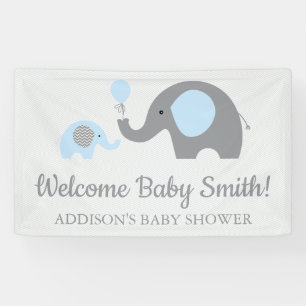 Blaues und graues Elefant-Babyparty-Fahnen-Plakat Banner