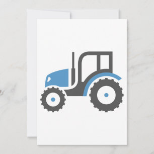 Blaues und graues Farm-Traktor-Icon Einladung
