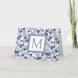 Blaues und graues florales Monogramm