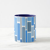 Blaues und graues geometrisches Muster, Tasse (Zentrum)