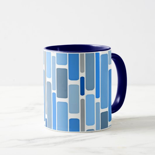 Blaues und graues geometrisches Muster, Tasse (VorderseiteRechts)