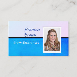 Blaues und graues minimalistisches Foto Visitenkarte