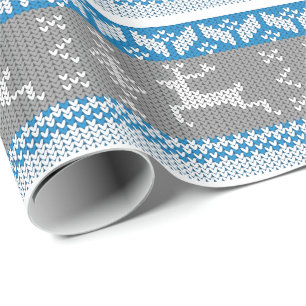 Blaues und graues norwegisches Hirschmuster Geschenkpapier