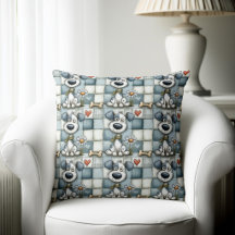 Blaues und Graues Patchwork-Hundemuster