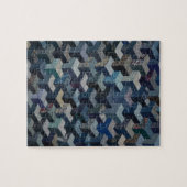 Blaues und graues Steppdeckenmuster Puzzle (Horizontal)