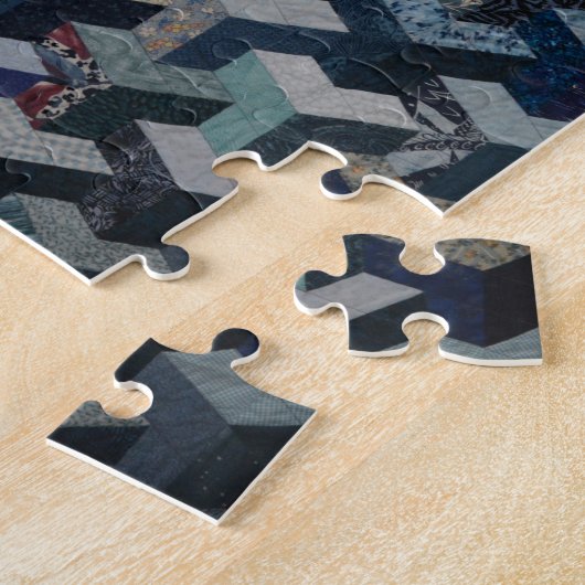 Blaues und graues Steppdeckenmuster Puzzle (Seite)