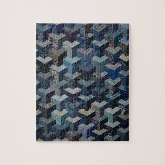 Blaues und graues Steppdeckenmuster Puzzle