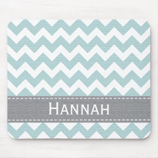 Blaues und graues Zickzack gestreiftes Mousepad (Vorne)